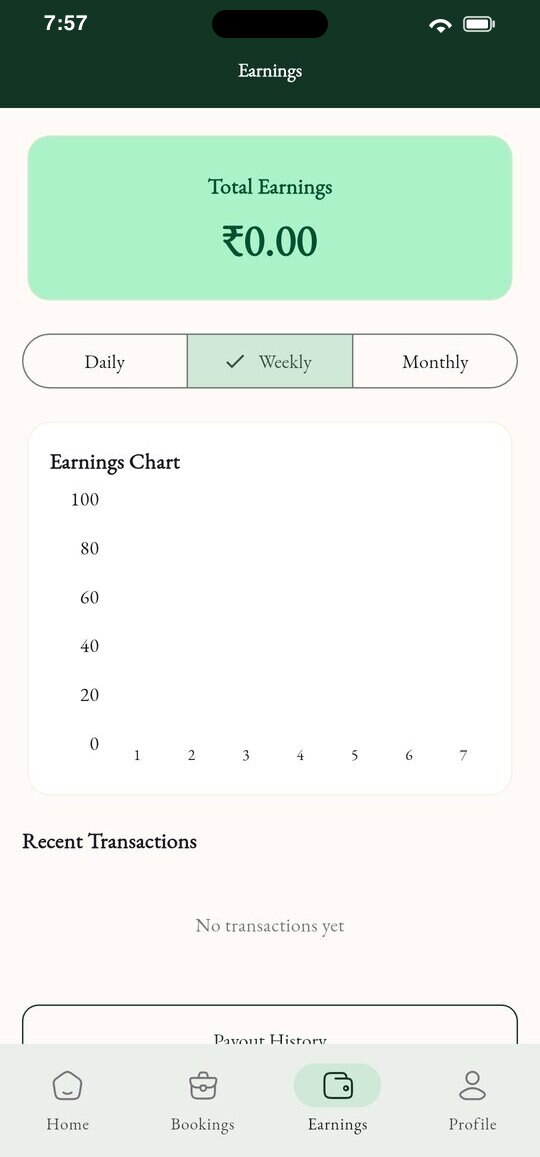 MASCAS provider app earnings screen