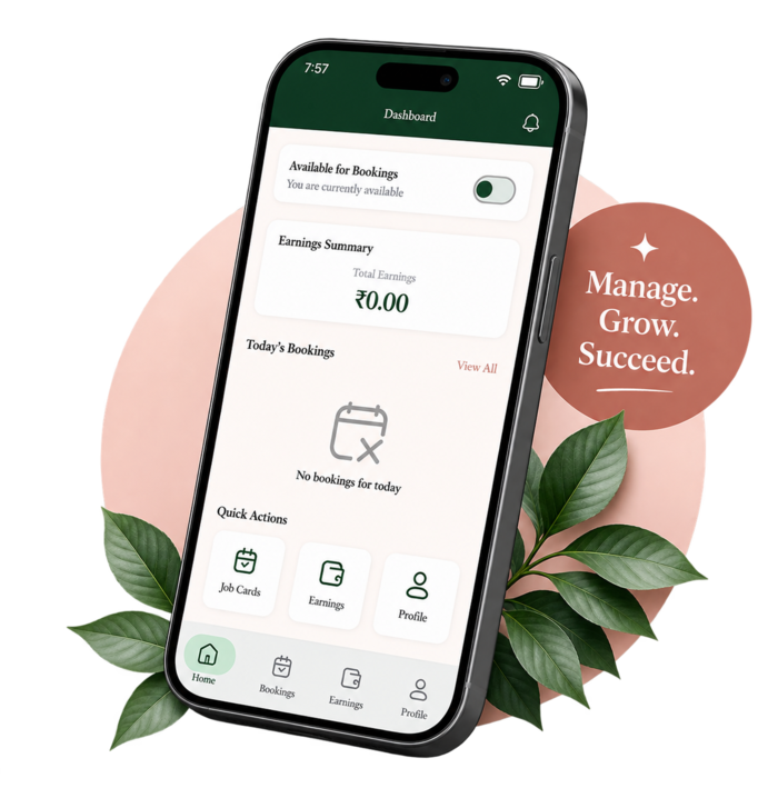 MASCAS provider app dashboard shown on a phone